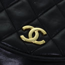 CHANEL Matelasse Chain Shoulder Bag Lamb Skin Black CC Auth bs16595-18