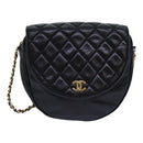 CHANEL Matelasse Chain Shoulder Bag Lamb Skin Black CC Auth bs16595-13