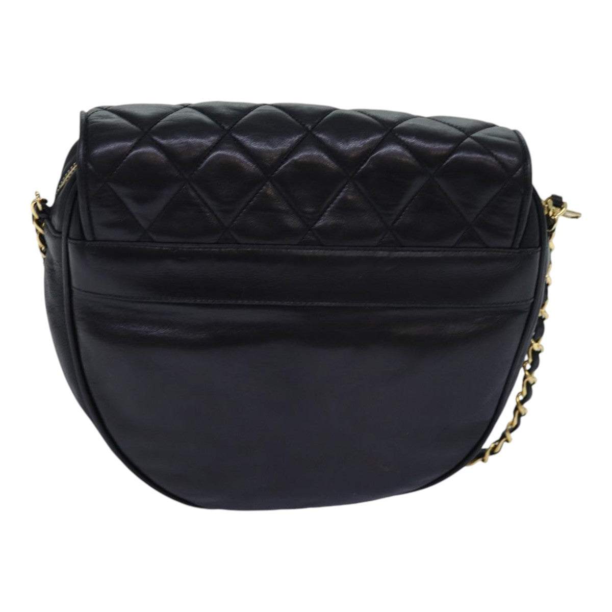 CHANEL Matelasse Chain Shoulder Bag Lamb Skin Black CC Auth bs16595