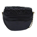 CHANEL Matelasse Chain Shoulder Bag Lamb Skin Black CC Auth bs16595-2