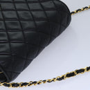 CHANEL Matelasse Chain Shoulder Bag Lamb Skin Black CC Auth bs16595-6