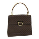 CELINE Macadam Canvas Hand Bag PVC Leather Brown Gold Auth bs16599-1
