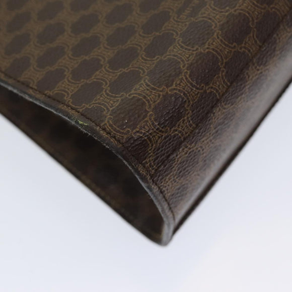 CELINE Macadam Canvas Hand Bag PVC Leather Brown Gold Auth bs16599