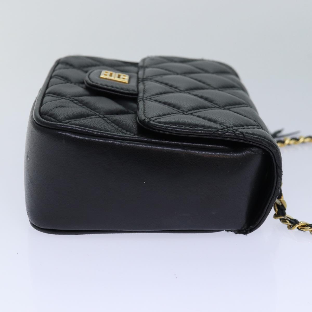 GIVENCHY Chain Shoulder Bag Leather Black Gold Auth bs16601