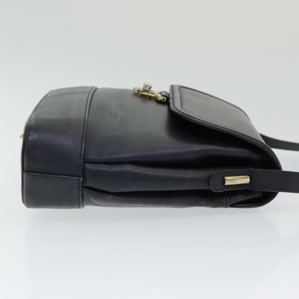 BALLY Shoulder Bag Leather Black Auth bs16610