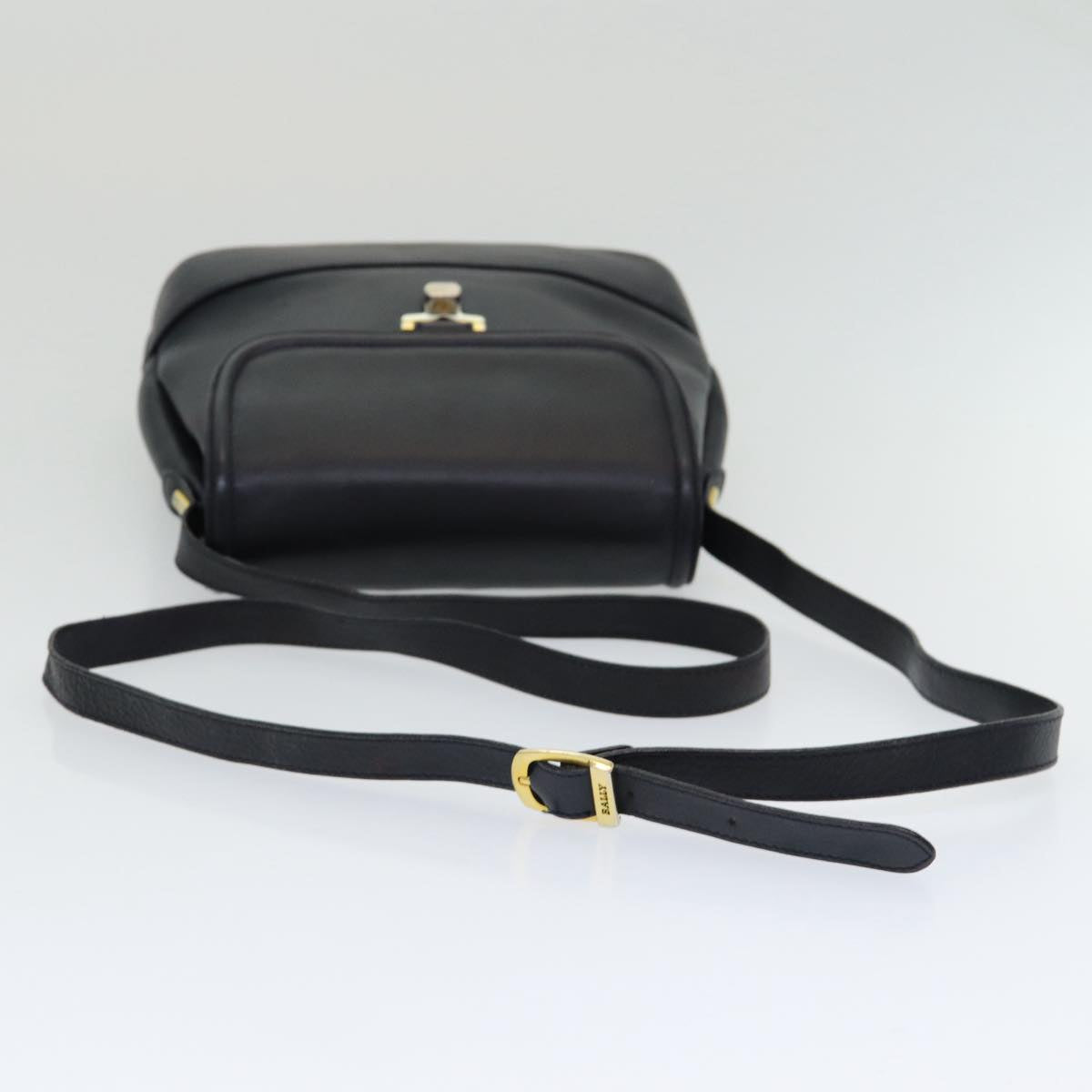 BALLY Shoulder Bag Leather Black Auth bs16610