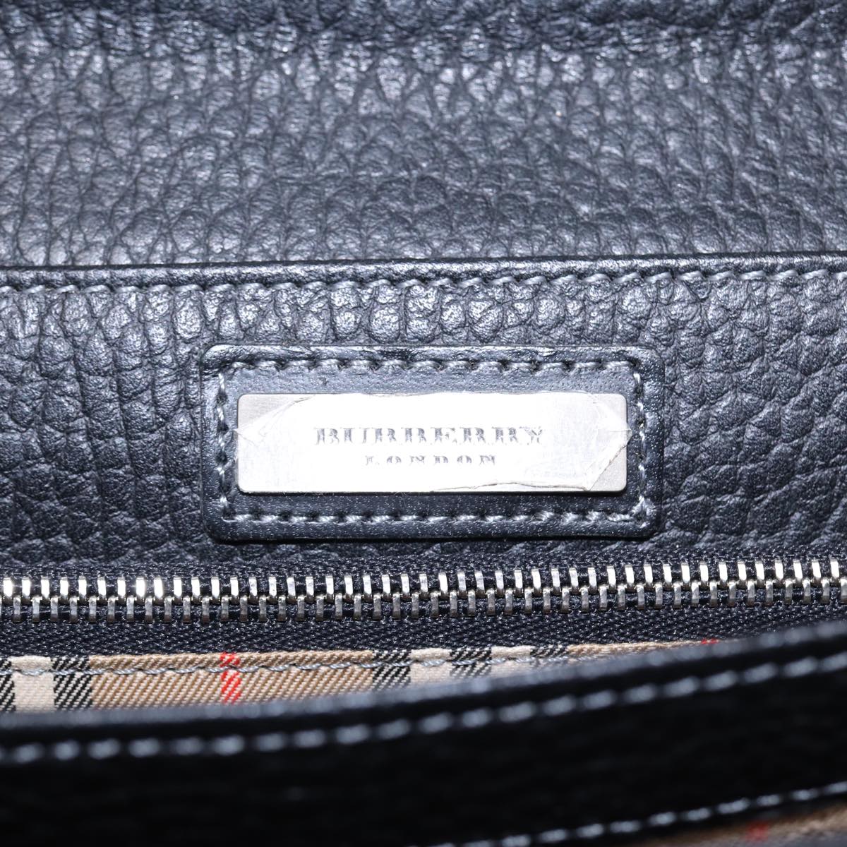 BURBERRY Hand Bag Leather Black Auth bs16611