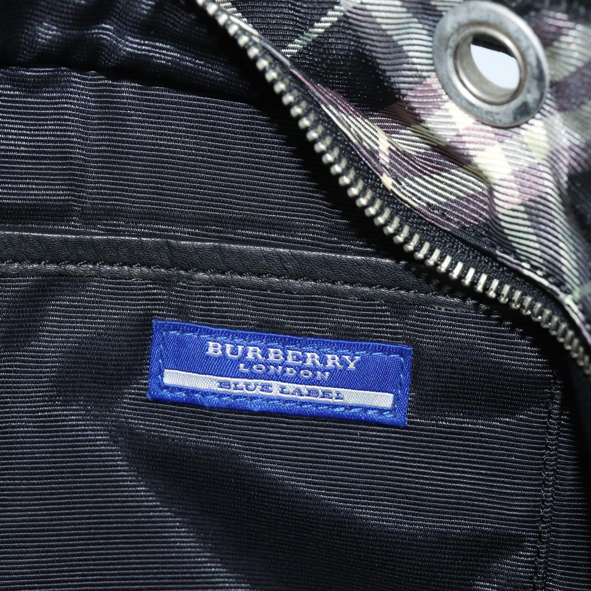 BURBERRY Nova Check Blue Label Shoulder Bag Canvas Black Purple Auth bs16613