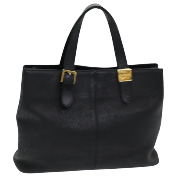 Burberrys Hand Bag Leather Black Auth bs16614