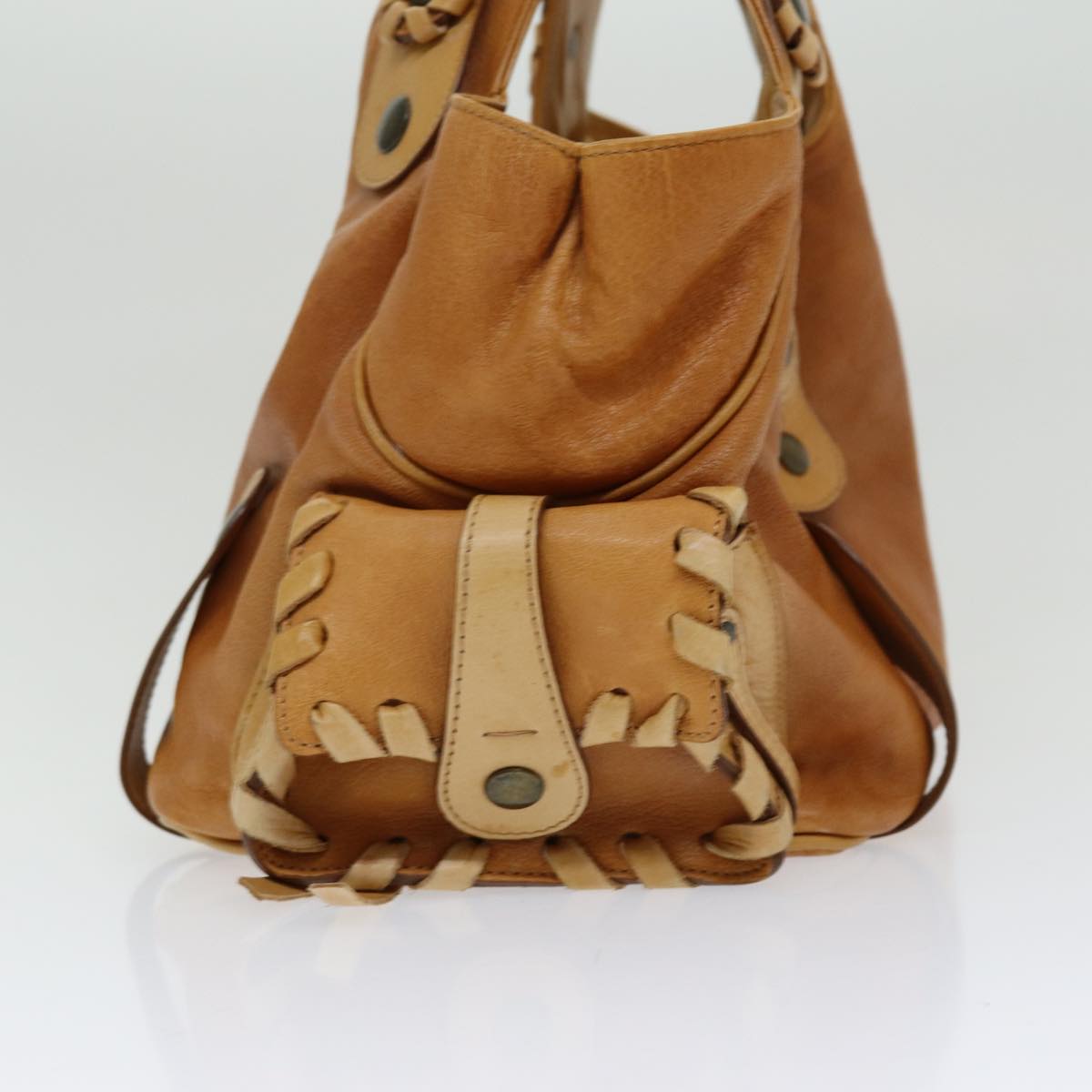 Chloe Tote Bag Leather Brown Auth bs16616