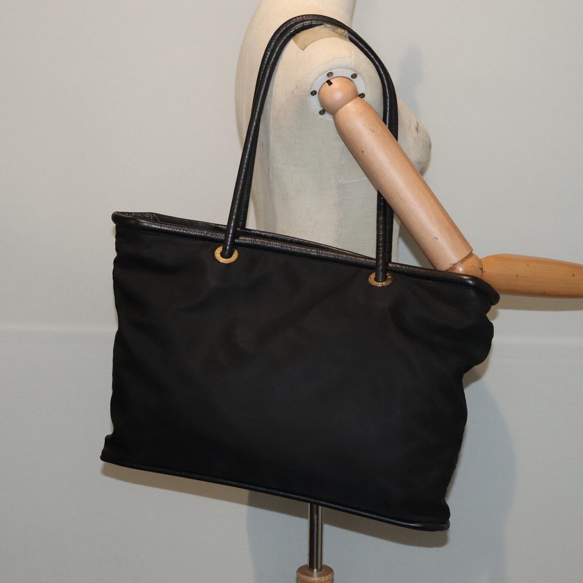 CELINE Hand Bag Nylon Black Auth bs16617