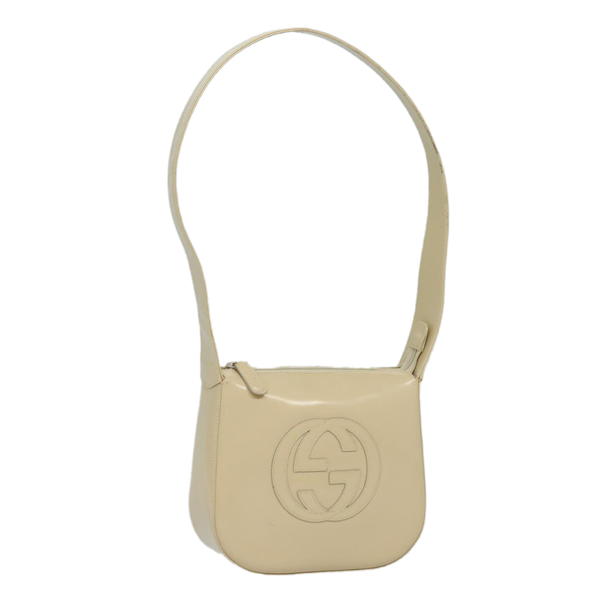 GUCCI Shoulder Bag Enamel Beige Silver 007 2046 0250 Auth bs16623