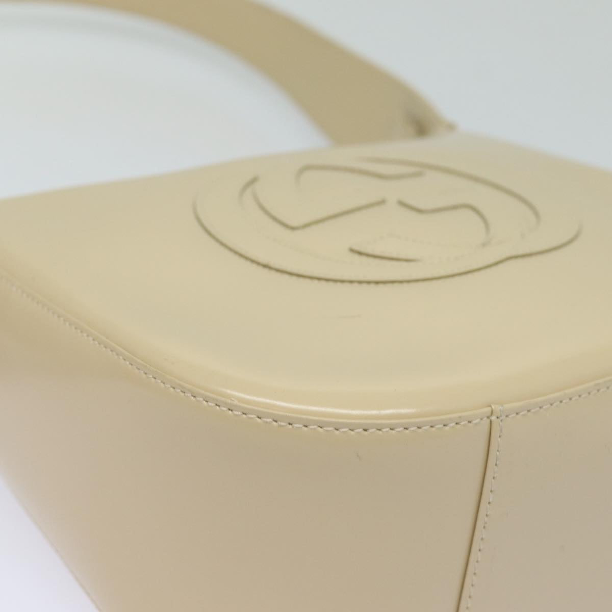 GUCCI Shoulder Bag Enamel Beige Silver 007 2046 0250 Auth bs16623