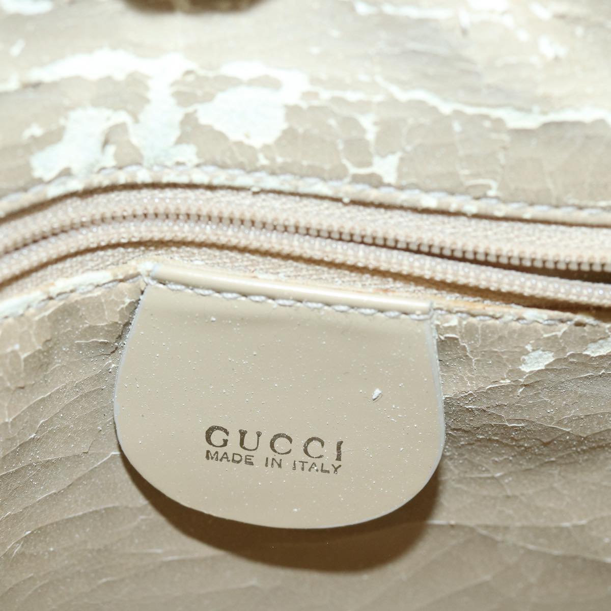 GUCCI Shoulder Bag Enamel Beige Silver 007 2046 0250 Auth bs16623