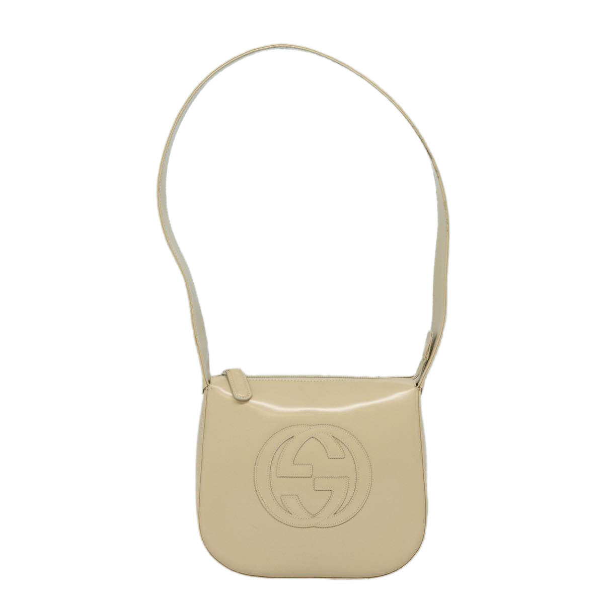 GUCCI Shoulder Bag Enamel Beige Silver 007 2046 0250 Auth bs16623