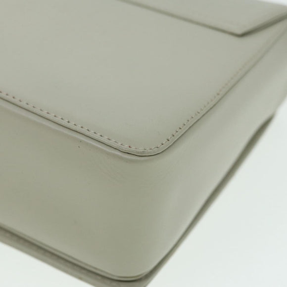 BALLY Chain Shoulder Bag Leather Gray Silver Auth bs16631