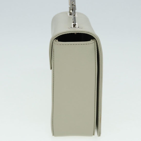 BALLY Chain Shoulder Bag Leather Gray Silver Auth bs16631