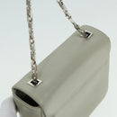BALLY Chain Shoulder Bag Leather Gray Silver Auth bs16631-6