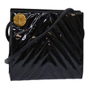 CHANEL V stitch COCO Mark Shoulder Bag Enamel Black CC Auth bs16640-1