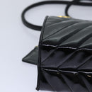 CHANEL V stitch COCO Mark Shoulder Bag Enamel Black CC Auth bs16640-14