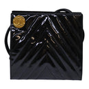 CHANEL V stitch COCO Mark Shoulder Bag Enamel Black CC Auth bs16640-13