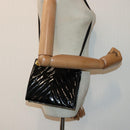 CHANEL V stitch COCO Mark Shoulder Bag Enamel Black CC Auth bs16640-22