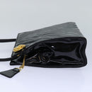 CHANEL V stitch COCO Mark Shoulder Bag Enamel Black CC Auth bs16640-3