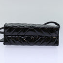 CHANEL V stitch COCO Mark Shoulder Bag Enamel Black CC Auth bs16640-5