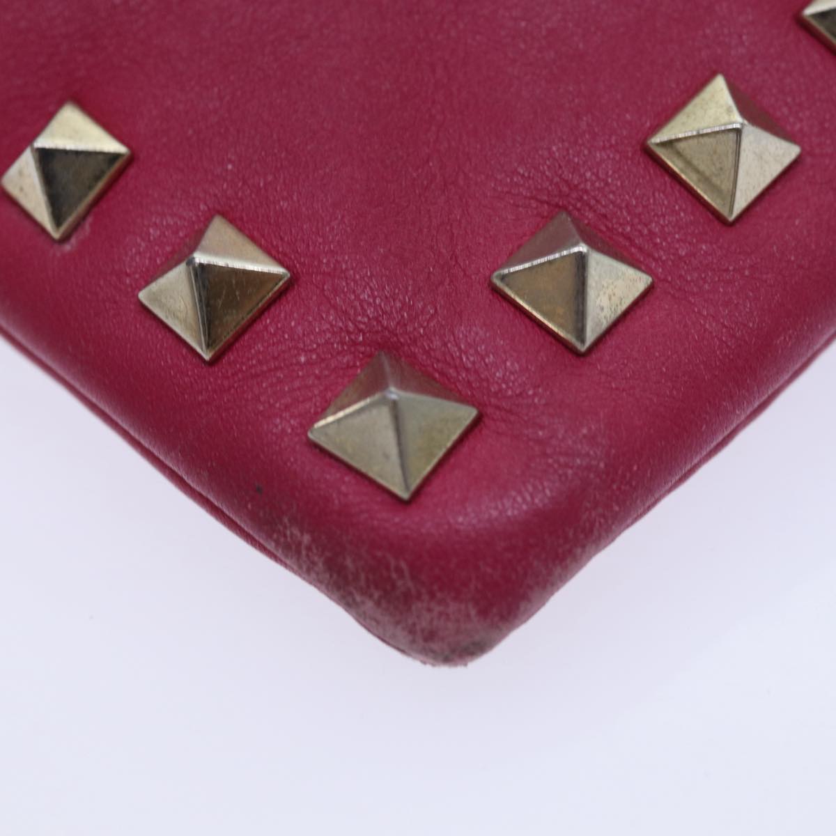 VALENTINO Studs Clutch Bag Leather Pink Gold Auth bs16650