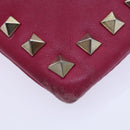 VALENTINO Studs Clutch Bag Leather Pink Gold Auth bs16650-14