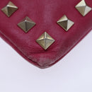 VALENTINO Studs Clutch Bag Leather Pink Gold Auth bs16650-15