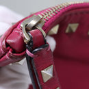 VALENTINO Studs Clutch Bag Leather Pink Gold Auth bs16650-10