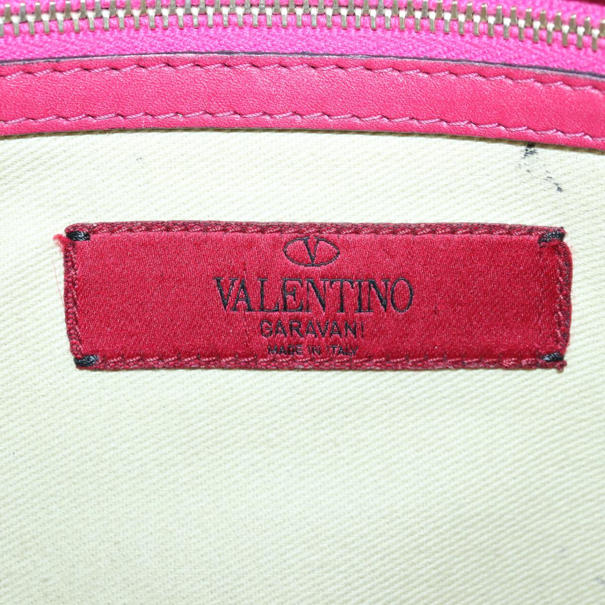 VALENTINO Studs Clutch Bag Leather Pink Gold Auth bs16650