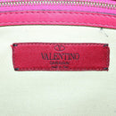 VALENTINO Studs Clutch Bag Leather Pink Gold Auth bs16650-18