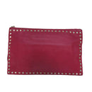 VALENTINO Studs Clutch Bag Leather Pink Gold Auth bs16650-13