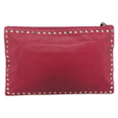 VALENTINO Studs Clutch Bag Leather Pink Gold Auth bs16650-2