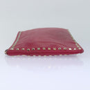 VALENTINO Studs Clutch Bag Leather Pink Gold Auth bs16650-3