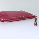 VALENTINO Studs Clutch Bag Leather Pink Gold Auth bs16650-6