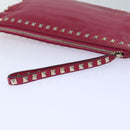 VALENTINO Studs Clutch Bag Leather Pink Gold Auth bs16650-7