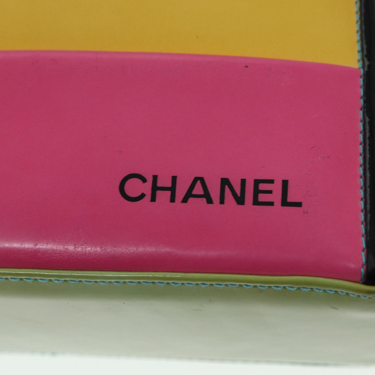 CHANEL Hand Bag Enamel Multicolor Gold CC Auth bs16658