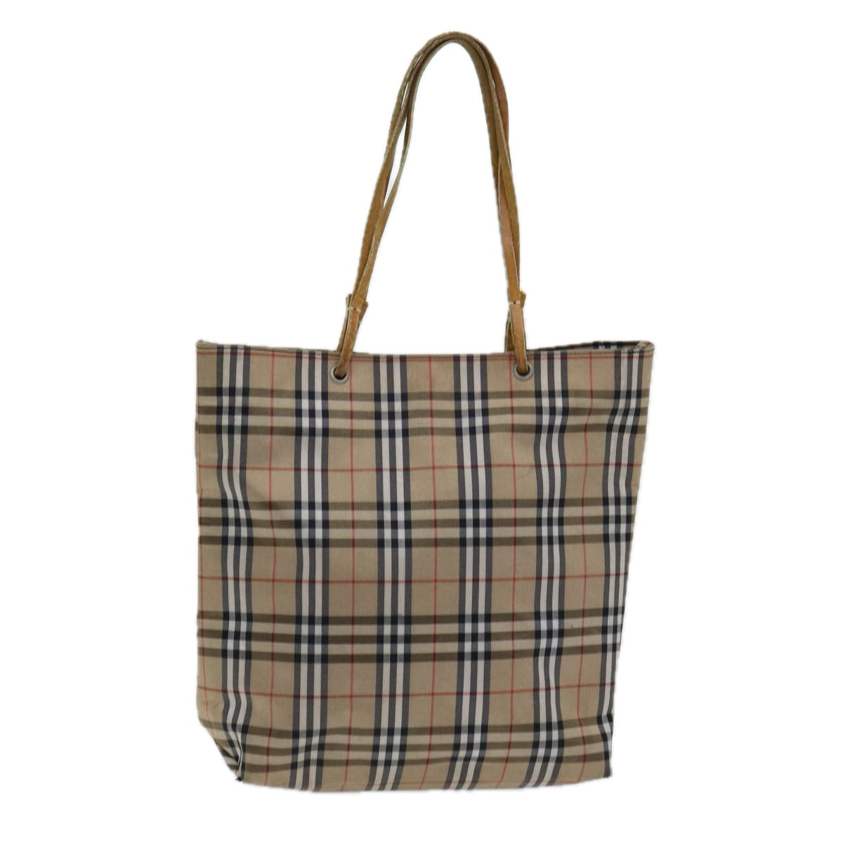 BURBERRY Nova Check Tote Bag Nylon Beige Silver Auth bs16673 - 0