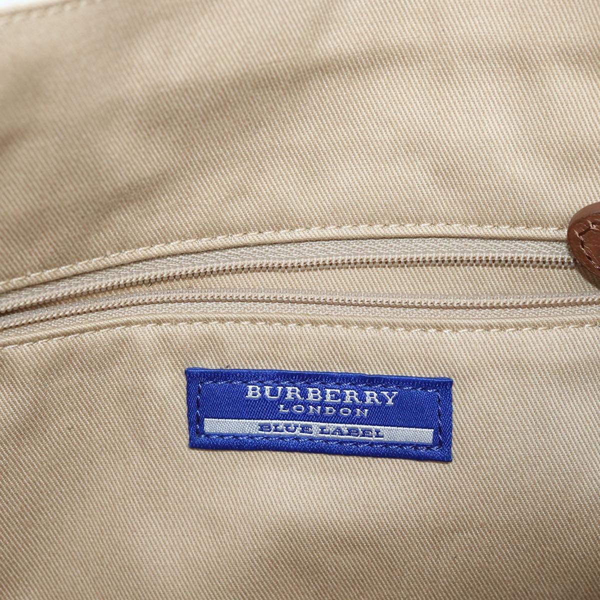 BURBERRY Nova Check Blue Label Tote Bag Canvas 2way Beige Brown Auth bs16677