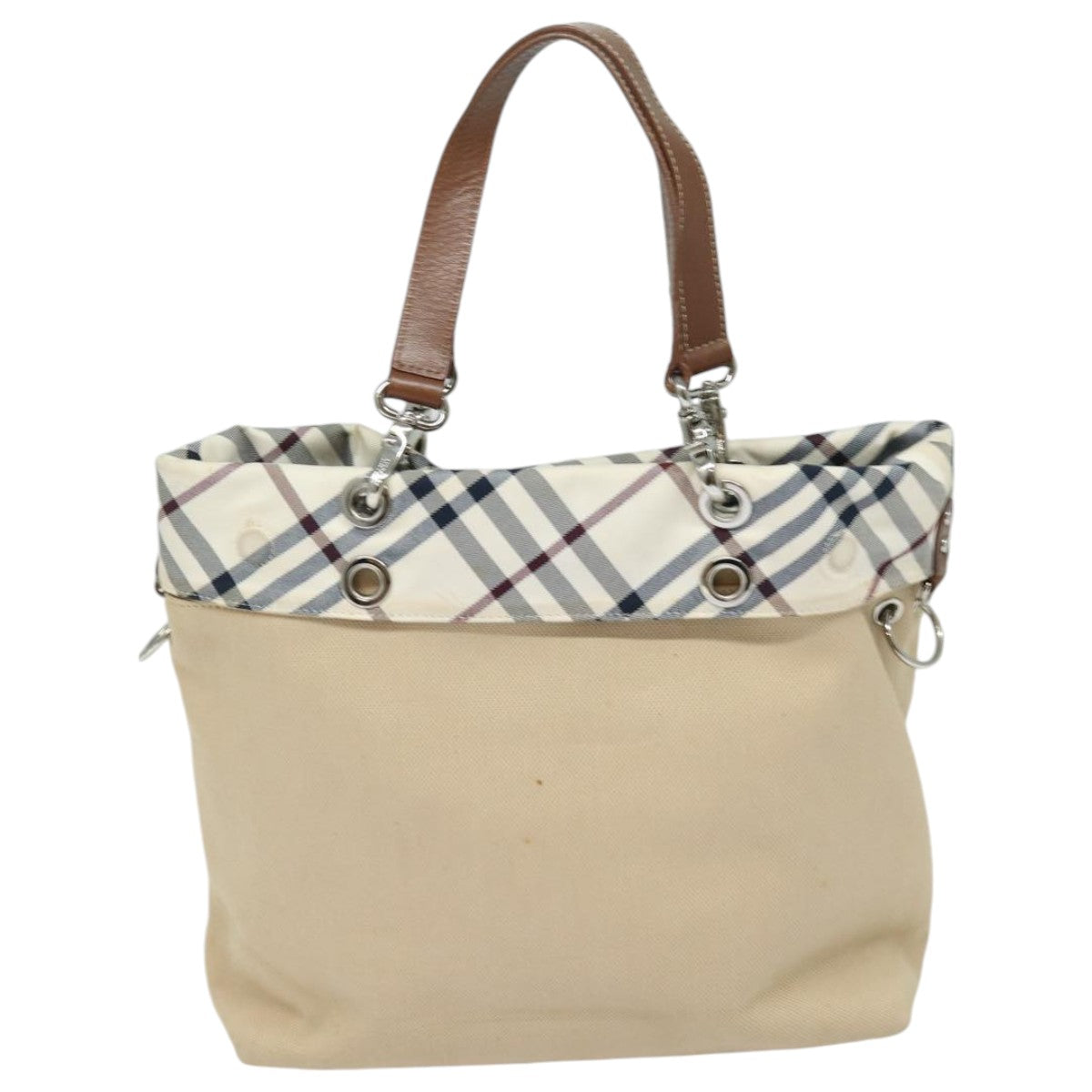 BURBERRY Nova Check Blue Label Tote Bag Canvas 2way Beige Brown Auth bs16677 - 0