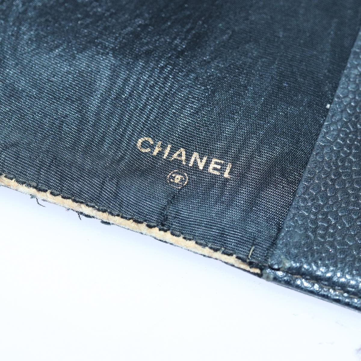 CHANEL COCO Mark Note Cover Caviar Skin Black CC Auth bs16686