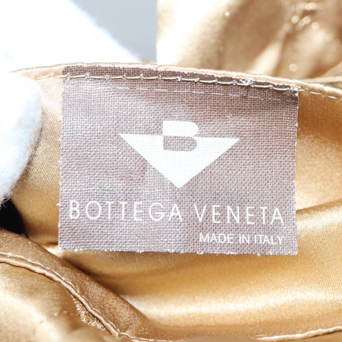 BOTTEGA VENETA Hand Bag Satin Gold Auth bs16690