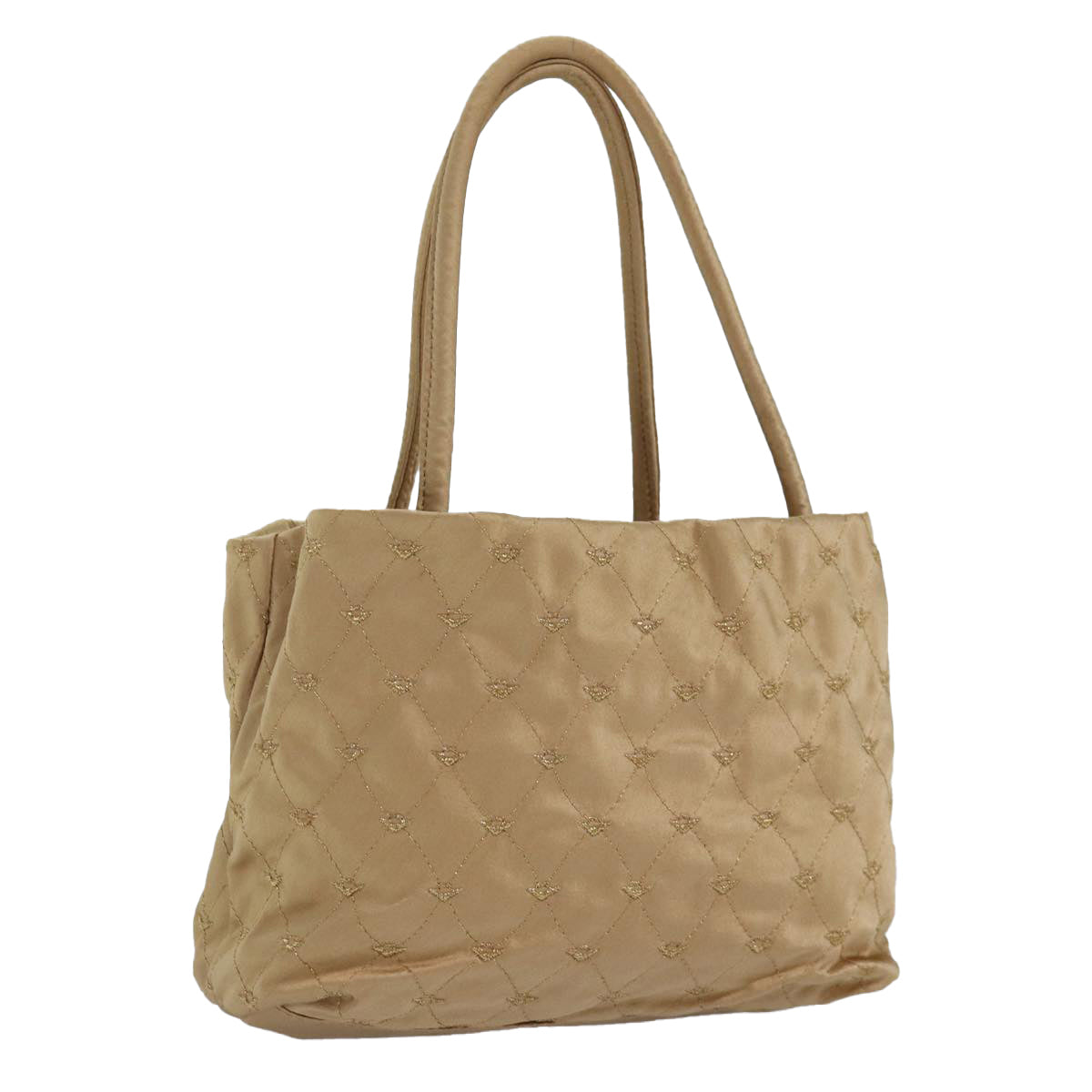 BOTTEGA VENETA Hand Bag Satin Gold Auth bs16690