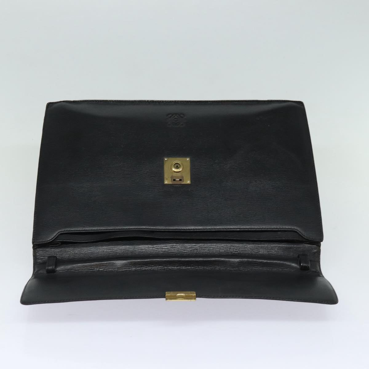 LOEWE Anagram Hand Bag Leather Black Auth bs16704