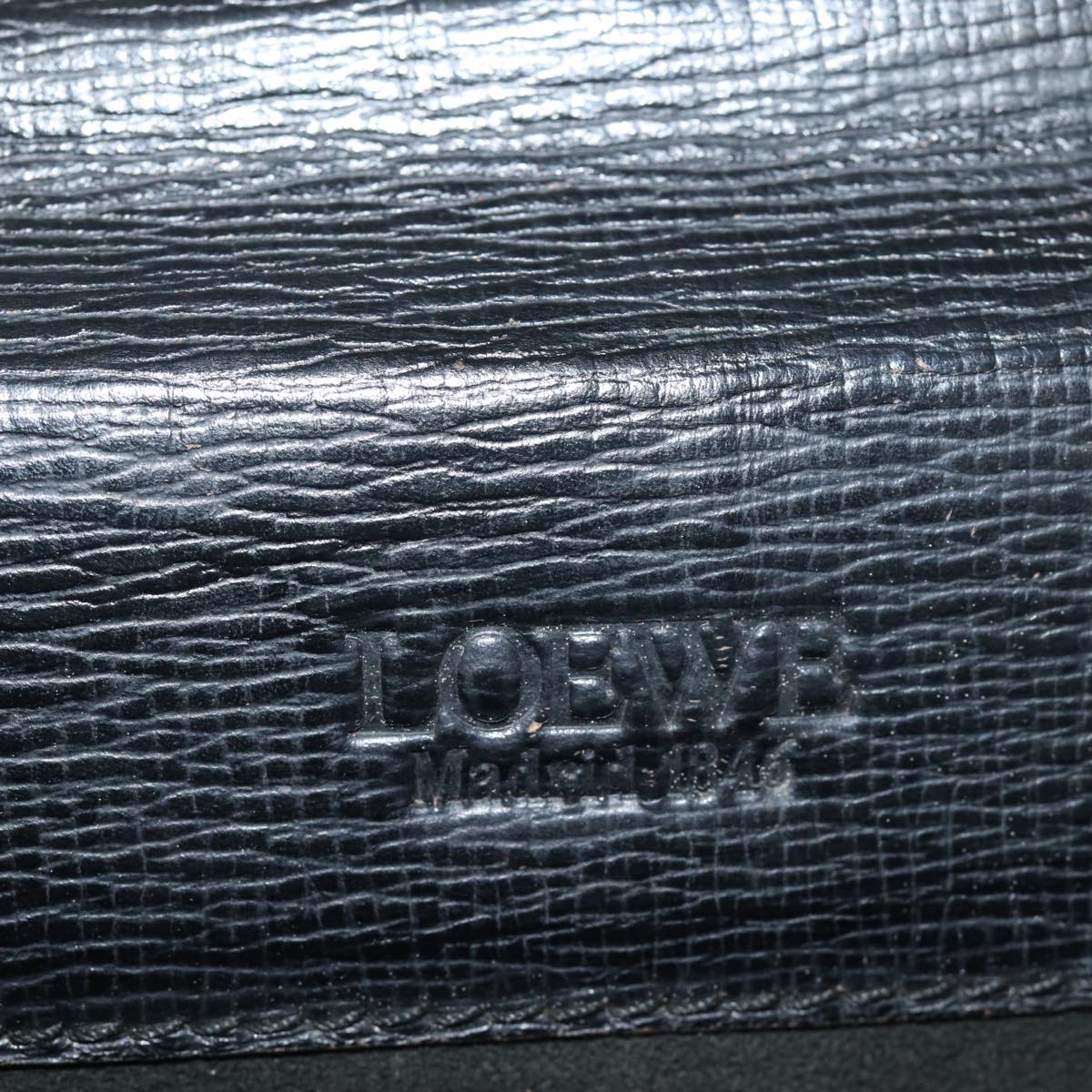 LOEWE Anagram Hand Bag Leather Black Auth bs16704