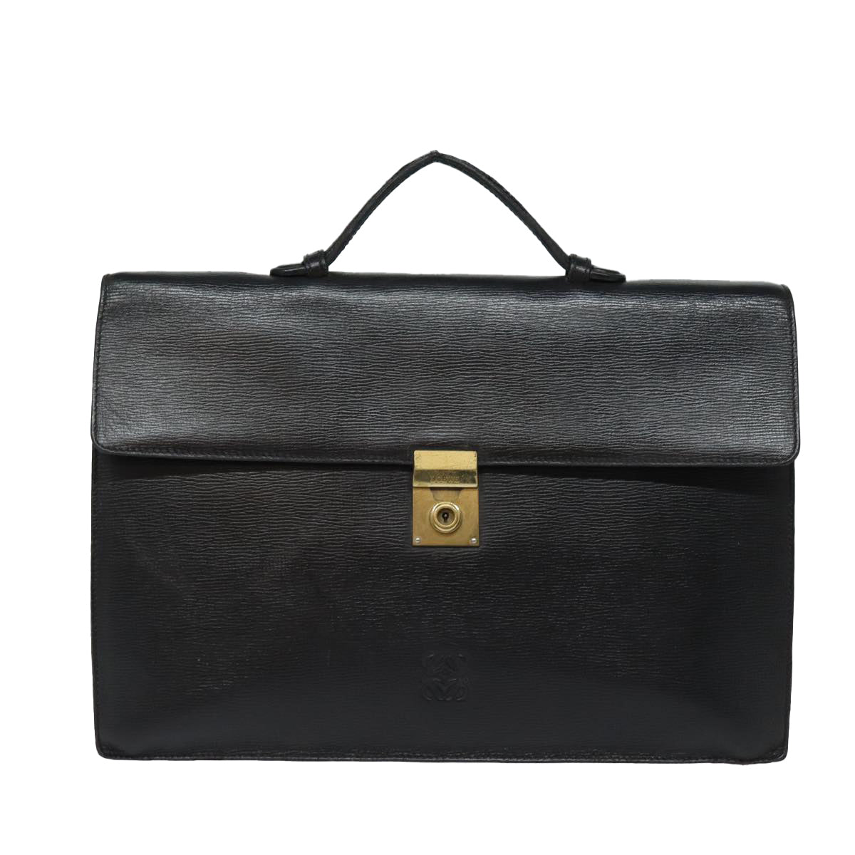 LOEWE Anagram Hand Bag Leather Black Auth bs16704