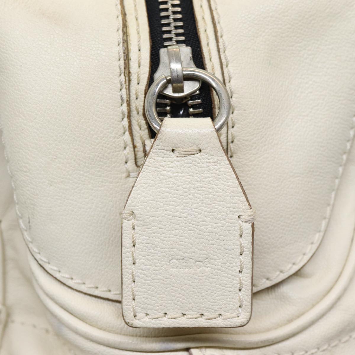 Chloe Hand Bag Leather White Auth bs16705